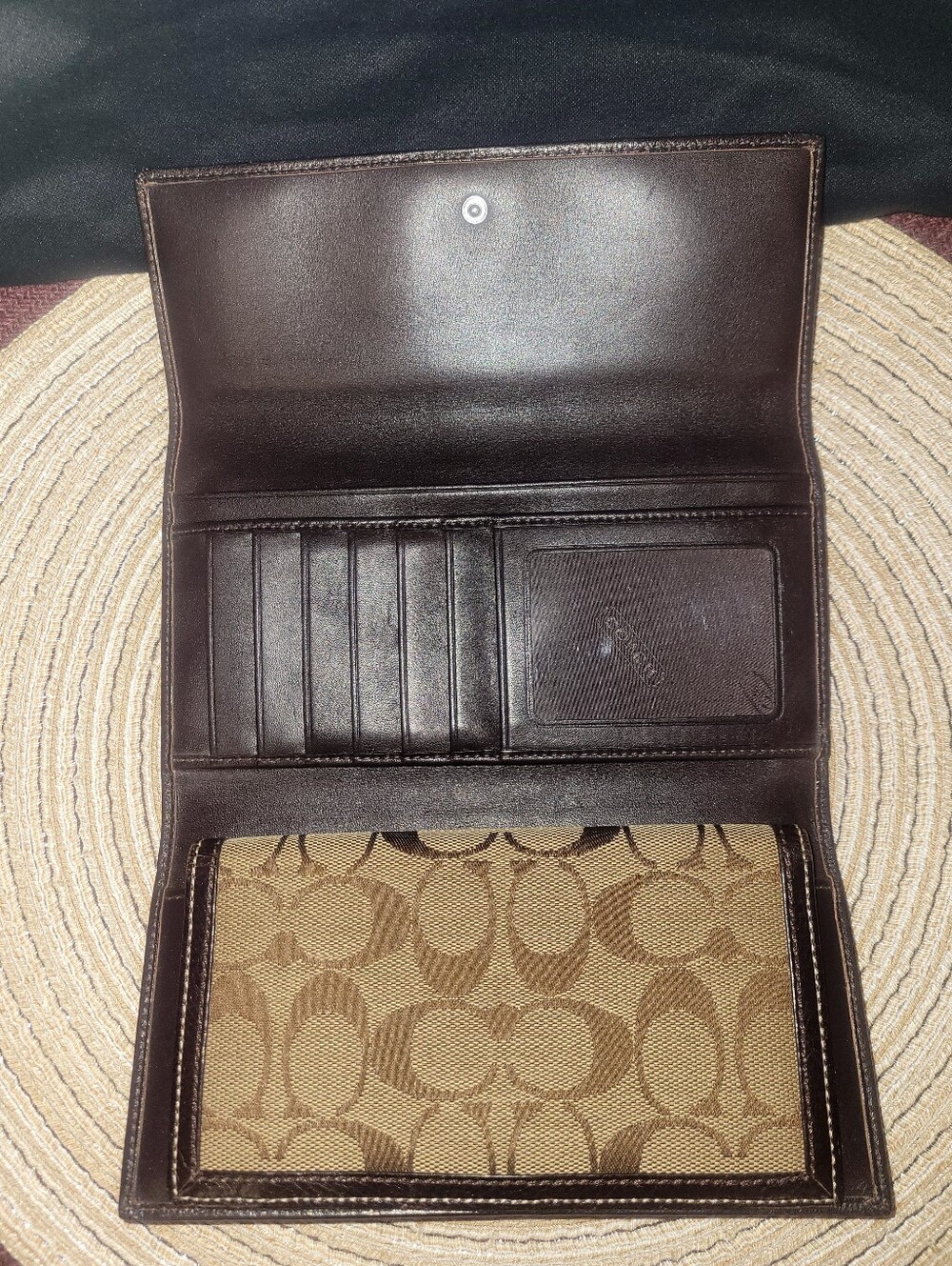 Coach Y2K Legacy Signature Stripe Trifold Wallet with Checkbook - Picture 3 of 6